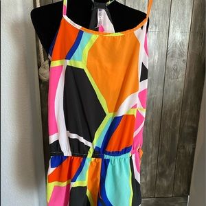 Fabletics Halter print romper shorts.